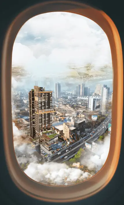 View of the burj from airplane