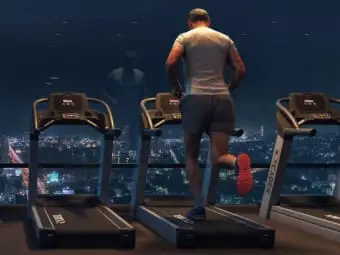Man running on a treadmill
