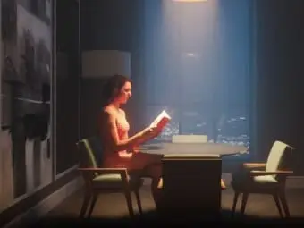 A woman is reading a book